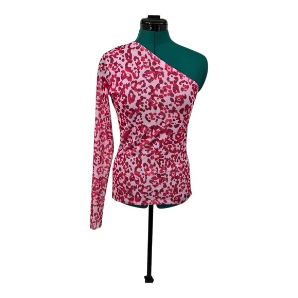 Baum Und Pferdgarten Jamaica One Shoulder Top Pink Leopard NWOT - Picture 3 of 7